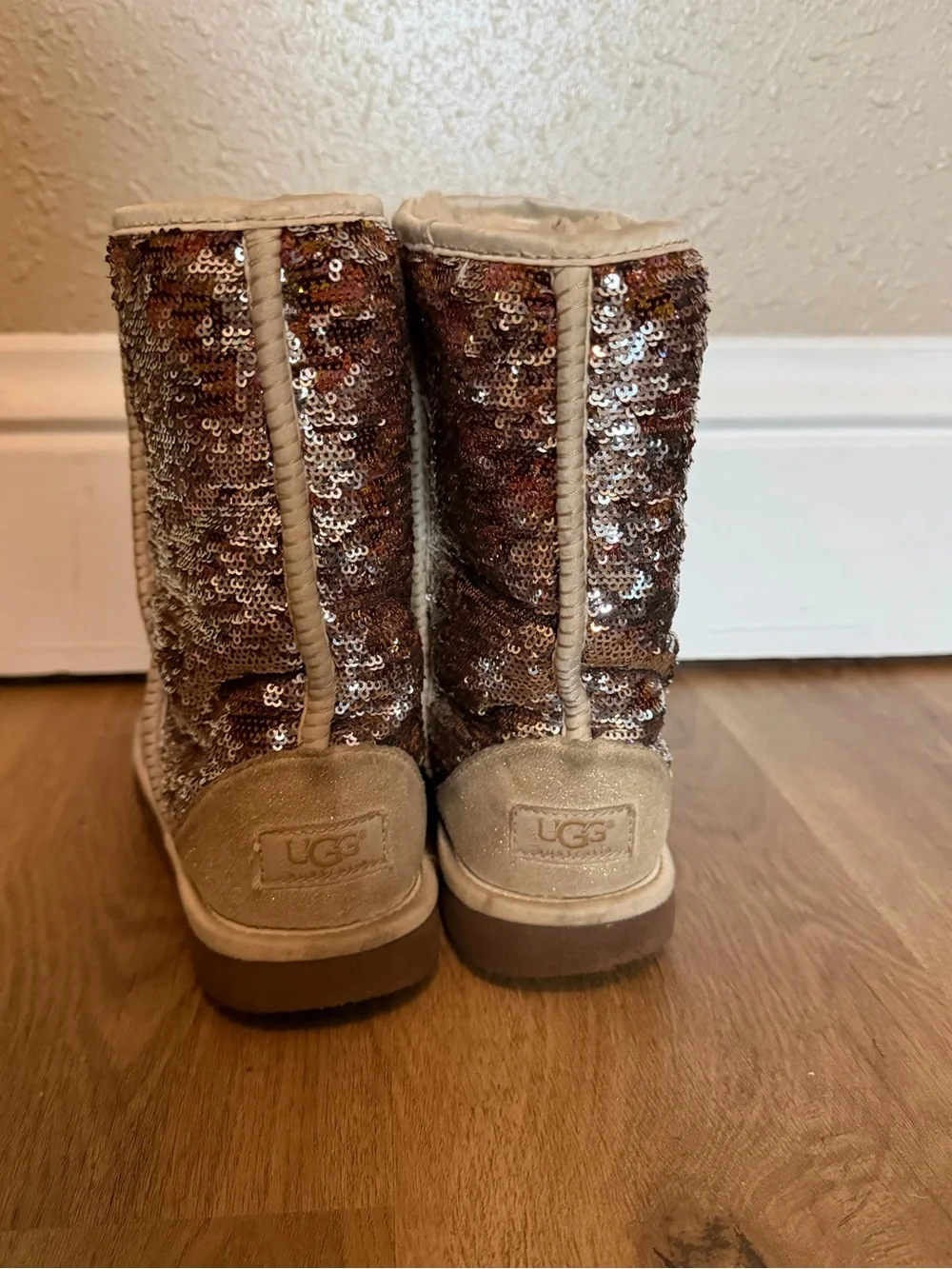UGG Rose Gold Sequin Mid-Calf Boots